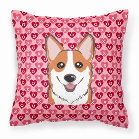 Corgi 1 XOXO Hearts Fabric Decorative Pillow