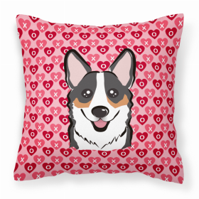 Corgi 2 XOXO Hearts Fabric Decorative Pillow