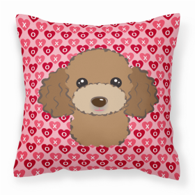 Poodle XOXO Hearts Fabric Decorative Pillow