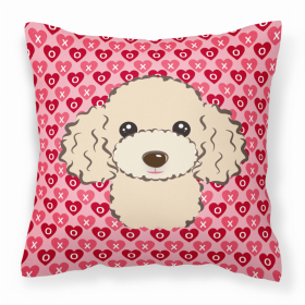 Poodle 2 XOXO Hearts Fabric Decorative Pillow