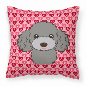 Poodle 3 XOXO Hearts Fabric Decorative Pillow