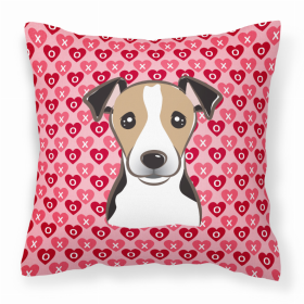 Jack Russell Terrier 2 XOXO Hearts Fabric Decorative Pillow