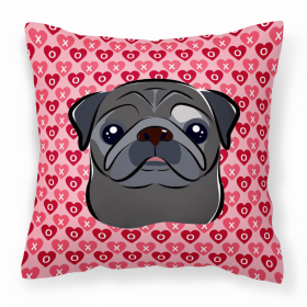 Pug 1 XOXO Hearts Fabric Decorative Pillow