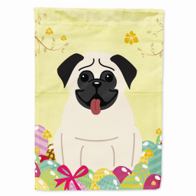 Pug - Cream Easter Eggs Breed Themed Flag Canvas