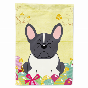 French Bulldog - Black and White Easter Eggs Breed Themed Flag Canvas