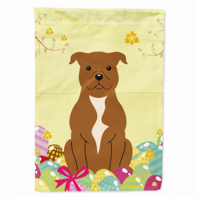 Staffordshire Bull Terrier - Brown Easter Eggs Breed Themed Flag Canvas