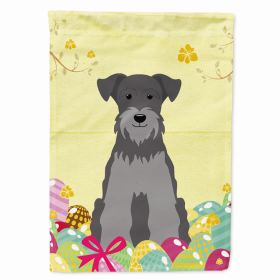 Miniature Schnauzer - Black and Silver Easter Eggs Breed Themed Flag Canvas