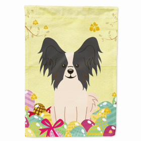 Papillon - Black and White Easter Eggs Breed Themed Flag Canvas