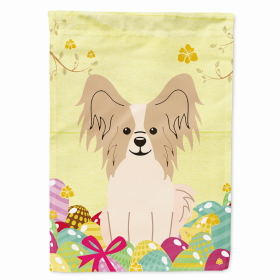 Papillon - Sable and White Easter Eggs Breed Themed Flag Canvas