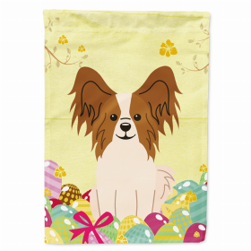 Papillon - Red and White Easter Eggs Breed Themed Flag Canvas