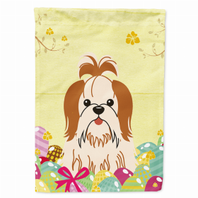 Shih Tzu - Red and White Easter Eggs Breed Themed Flag Canvas