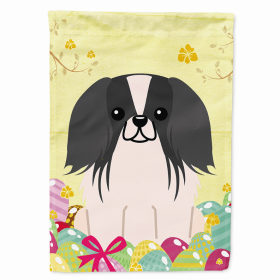 Pekingese - Black and White Easter Eggs Breed Themed Flag Canvas