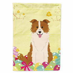 Border Collie - Red and White Easter Eggs Breed Themed Flag Canvas