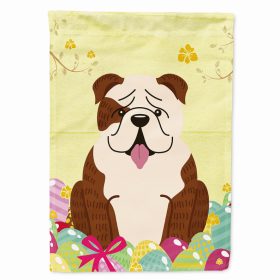 Bulldog - Brindle and White Easter Eggs Breed Themed Flag Canvas