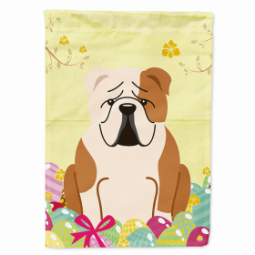 Bulldog - Fawn and White Easter Eggs Breed Themed Flag Canvas