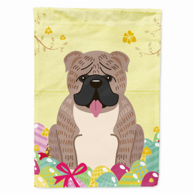 Bulldog - Grey Brindle Easter Eggs Breed Themed Flag Canvas