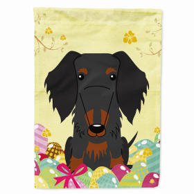 Dachshund - Wire - Black and Tan Easter Eggs Breed Themed Flag Canvas