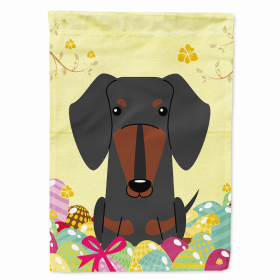 Dachshund - Black and Tan Easter Eggs Breed Themed Flag Canvas