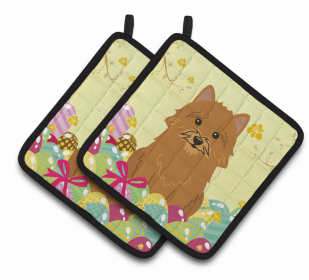 Norwich Terrier Easter Eggs Dog Pair of Potholders