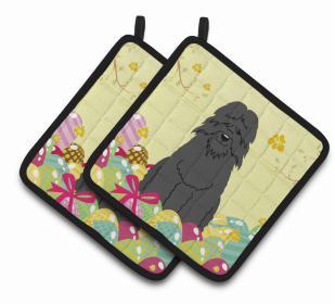 Bouvier des Flandres Easter Eggs Dog Pair of Potholders