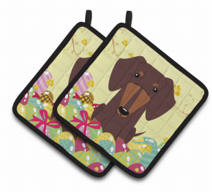 Dachshund - Chocolate Easter Eggs Dog Pair of Potholders