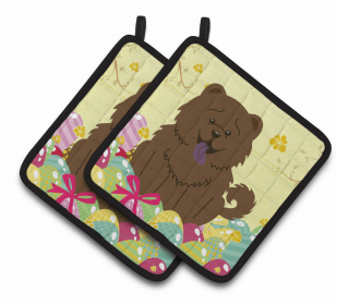 Chow Chow - Chocolate Easter Eggs Dog Pair of Potholders