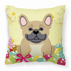 French Bulldog - Cream Easter Eggs Design Dog Art Fabric Decorative Pillow