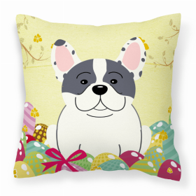 French Bulldog - Piebald Easter Eggs Design Dog Art Fabric Decorative Pillow