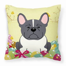 French Bulldog - Black and White Easter Eggs Design Dog Art Fabric Decorative Pillow