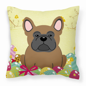 French Bulldog - Brown Easter Eggs Design Dog Art Fabric Decorative Pillow