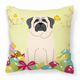 Mastiff - White Easter Eggs Design Dog Art Fabric Decorative Pillow