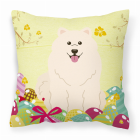 Samoyed Easter Eggs Design Dog Art Fabric Decorative Pillow