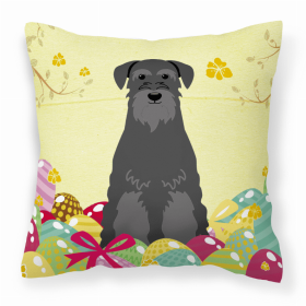 Schnauzer - Standard -Black Easter Eggs Design Dog Art Fabric Decorative Pillow