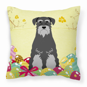 Schnauzer - Standard - Black and Grey Easter Eggs Design Dog Art Fabric Decorative Pillow