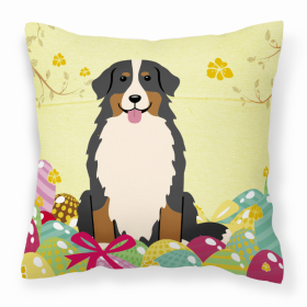 Bernese Mountain Dog Easter Eggs Design Dog Art Fabric Decorative Pillow