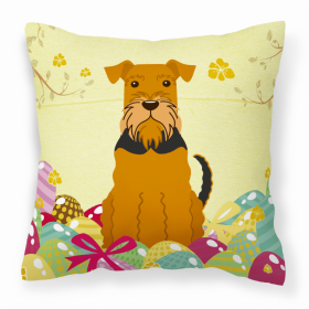 Airedale Terrier Easter Eggs Design Dog Art Fabric Decorative Pillow