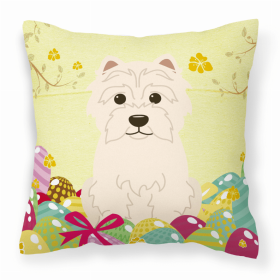 West Highland White Terrier Easter Eggs Design Dog Art Fabric Decorative Pillow