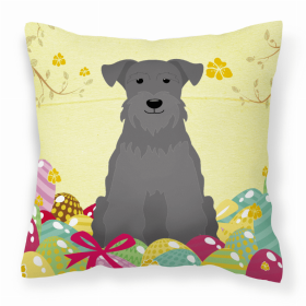 Miniature Schnauzer - Black - Easter Eggs Design Dog Art Fabric Decorative Pillow