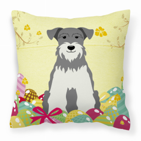 Miniature Schnauzer - Salt and Pepper - Easter Eggs Design Dog Art Fabric Decorative Pillow