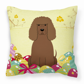 Irish Water Spaniel Easter Eggs Design Dog Art Fabric Decorative Pillow