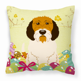 Petit Basset Griffon Vendeen Easter Eggs Design Dog Art Fabric Decorative Pillow