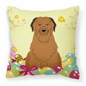 Briard - Brown Easter Eggs Design Dog Art Fabric Decorative Pillow