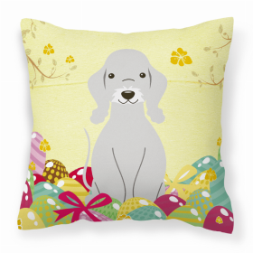 Bedlington Terrier - Blue Easter Eggs Design Dog Art Fabric Decorative Pillow