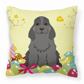 Cocker Spaniel - Black Easter Eggs Design Dog Art Fabric Decorative Pillow