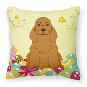 Cocker Spaniel - Red Easter Eggs Design Dog Art Fabric Decorative Pillow