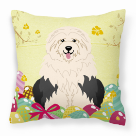 Old English Sheepdog Easter Eggs Design Dog Art Fabric Decorative Pillow