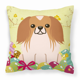 Pekingese - Red and White Easter Eggs Design Dog Art Fabric Decorative Pillow