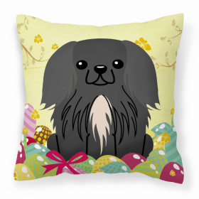 Pekingese - Black Easter Eggs Design Dog Art Fabric Decorative Pillow