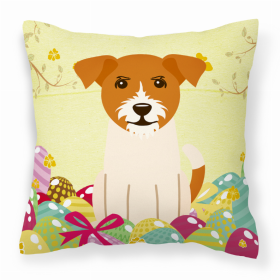 Jack Russell Terrier Easter Eggs Design Dog Art Fabric Decorative Pillow