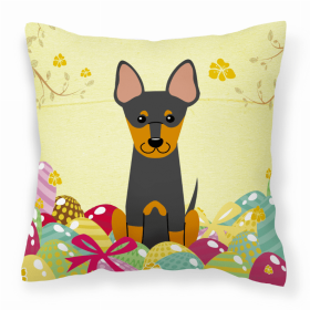 Toy Fox Terrier Easter Eggs Design Dog Art Fabric Decorative Pillow